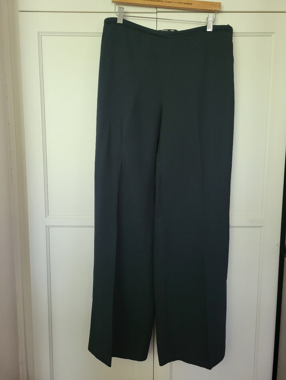 Ellen Tracy Black Silk Trousers, Wide Leg Black